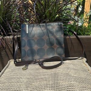 Brahmin Polk A Dot Crossbody Bag dark brown